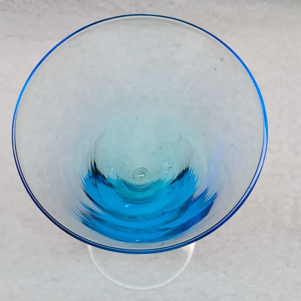 Mid century Harliquin style cocktail glasses hand blown bowles twisted stem 1950
